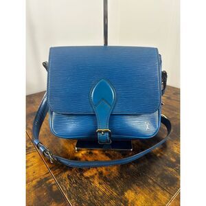Louis Vuitton Vintage Bag Cartouchiere Blue Epi Leather Crossbody